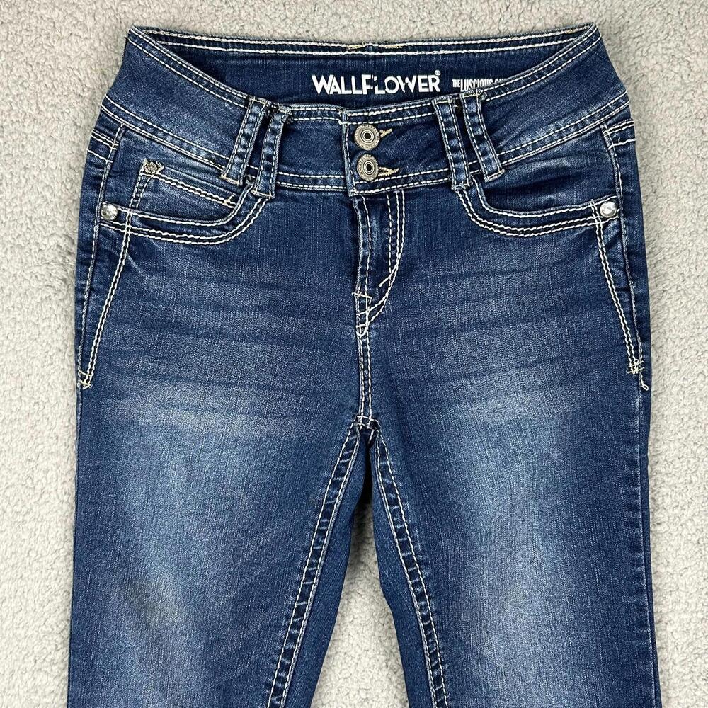 Wallflower Womens The Luscious Curvy Bootcut Jeans 1 Regular Blue Denim Classic - Picture 5 of 13